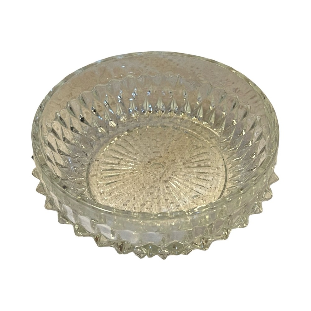 Indiana Pressed Glass 5” D Serving Bowl - Clear Diamond Point Pattern